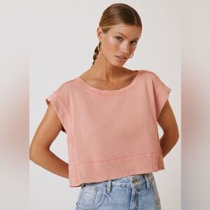 Anthropologie Pilcro Cropped Sweatshirt Coral Small